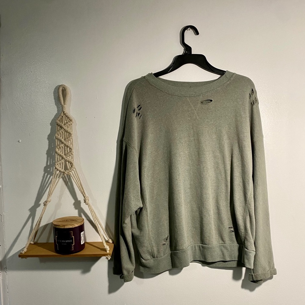 Distressed green sweatshirt